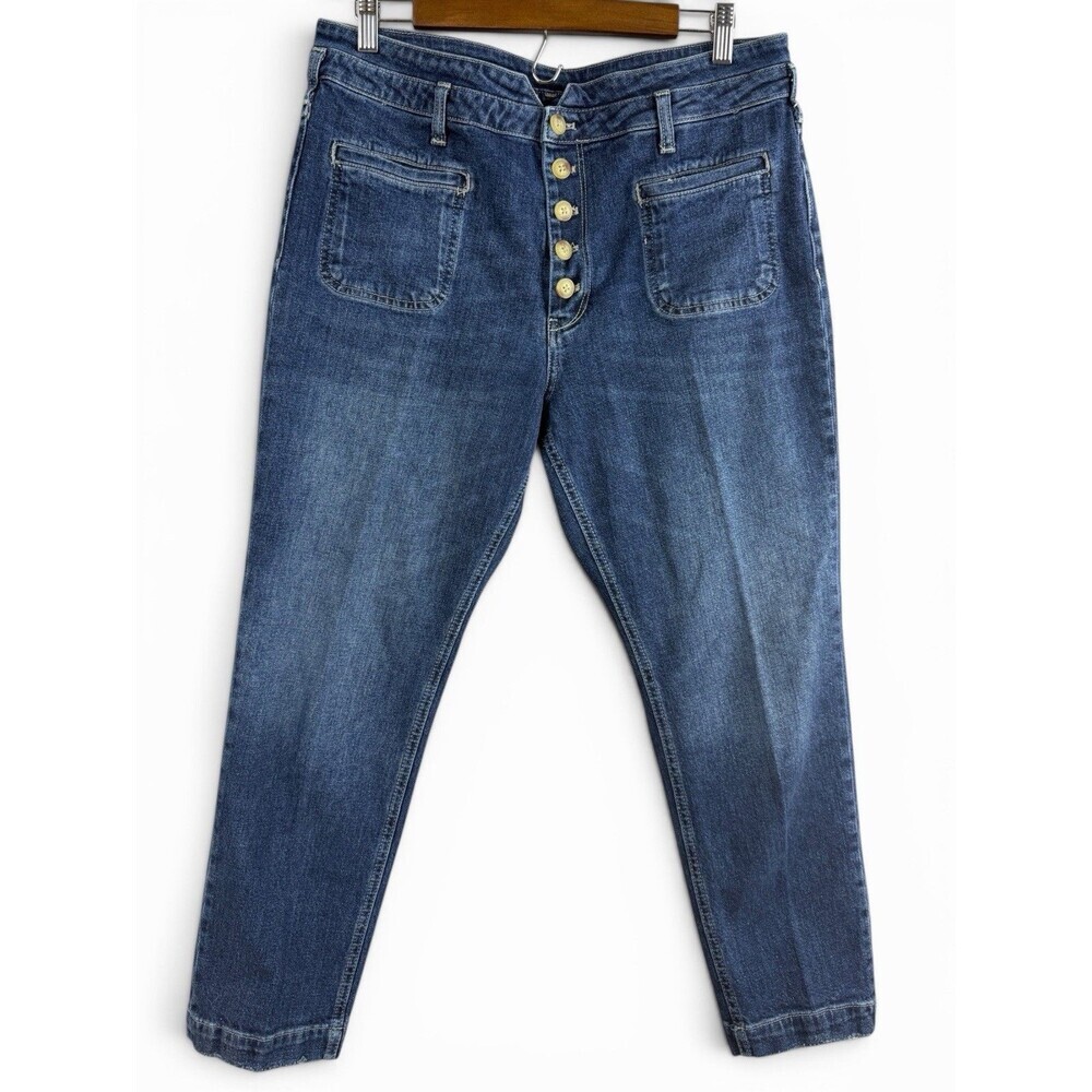 Anthropologie Pilcro Letterpress High-Rise Slim Button Fly Jeans Tag 31 (34x26)